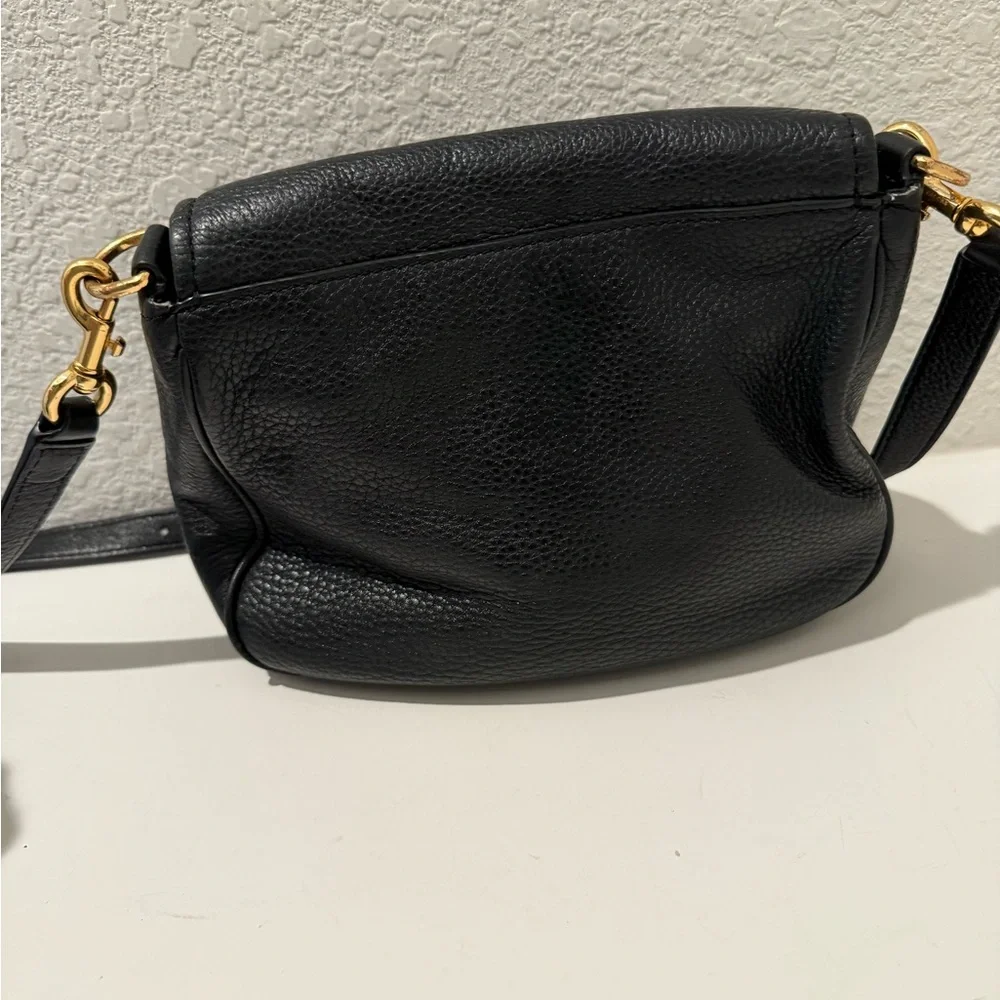 Marc Jacobs Empire City Crossbody Saddle Bag Black Pebbled Leather